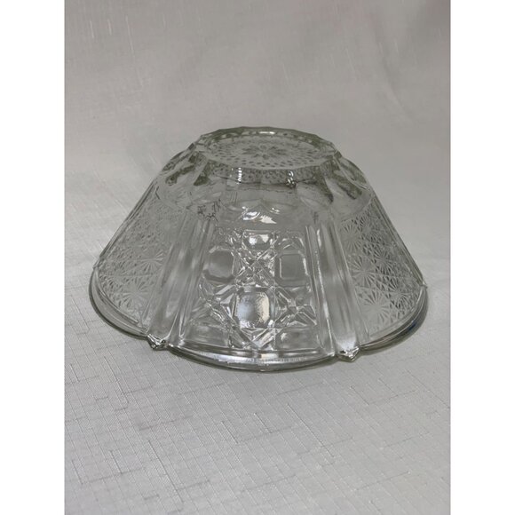Vintage Clear Glass Serving Bowl Intricate Cut Starburst & Geometric Patterns - Picture 2 of 7